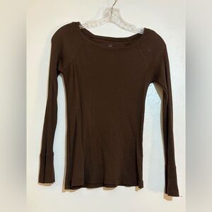 Brown Lightweight Thermal Long Sleeve Top Gap Womens Sz XS